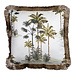 Mars & More kussen fluweel gouden franjes palmboom wit 45x45cm