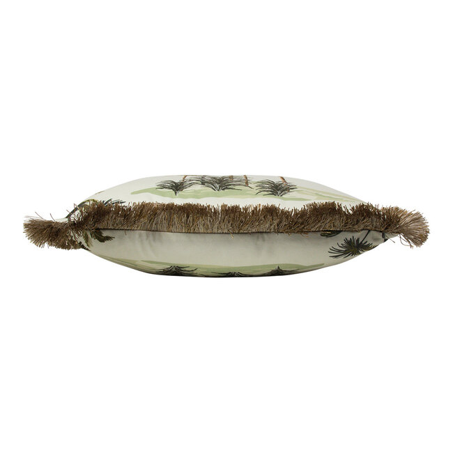 Mars & More kussen fluweel gouden franjes palmboom wit 45x45cm