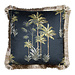 Mars & More kussen fluweel gouden franjes palmboom zwart 45x45cm