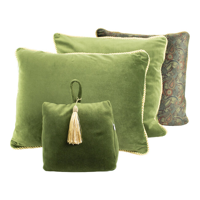 Mars & More half kussen fluweel goud appel groen 35x45cm