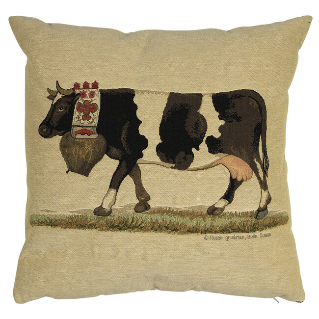 Mars & More gobelin kussen almabtrieb koebel wit zwart 45x45cm