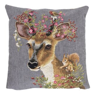 Mars & More gobelin kussen bloemen ree 45x45cm