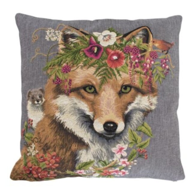 Mars & More gobelin kussen bloemen vos 45x45cm