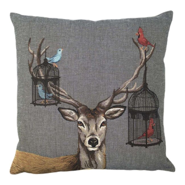 Mars & More gobelin kussen funky deer vogelkooi 45x45cm