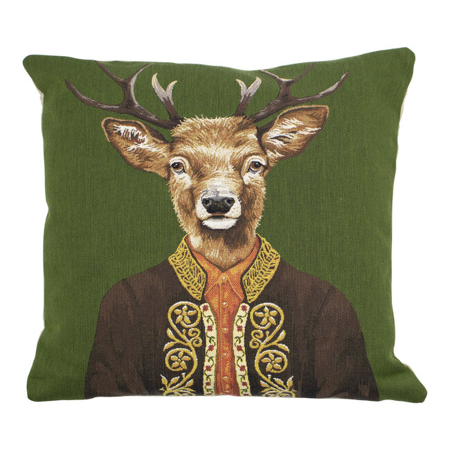 Mars & More gobelin kussen hert groen alpenjas 45x45cm