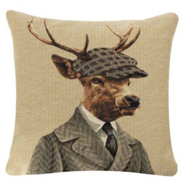 Mars & More gobelin kussen jagers pet hert 45x45cm
