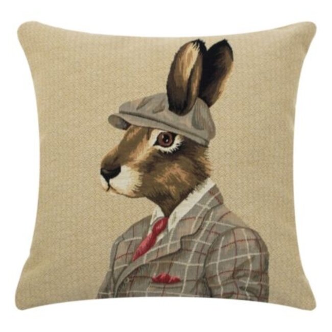 Mars & More gobelin kussen jagers pet haas 45x45cm