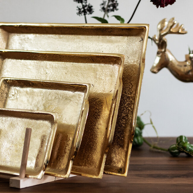 Mars & More dienblad rechthoek champagne goud 35cm