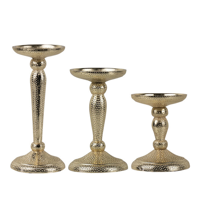 Mars & More kandelaar gehamerd champagne goud 22x10cm