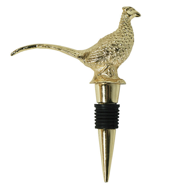 Mars & More wijnstopper fazant champagne goud 8,5X8,5X8cm