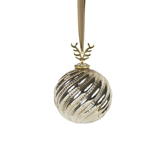 Mars & More decoratie bal gewei goud 10cm