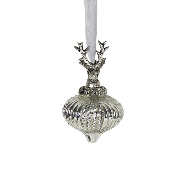 Mars & More decoratie bal gewei zilver 8cm