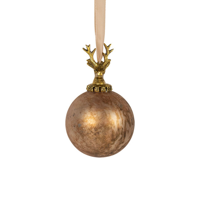 Mars & More decoratie bal hert antiek bruin 10cm