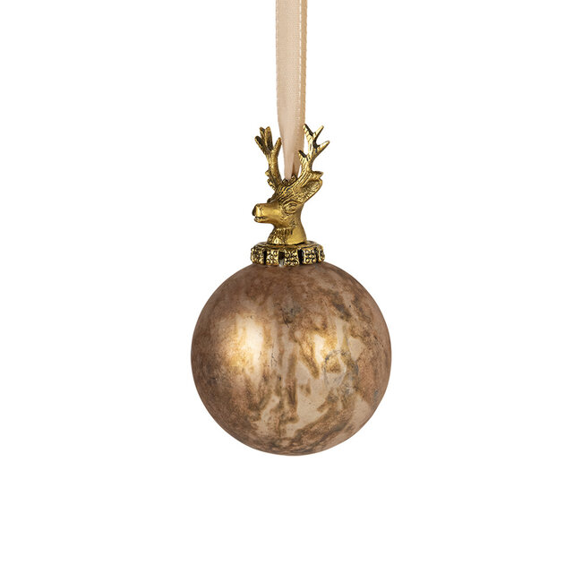 Mars & More decoratie bal hert antiek bruin 10cm