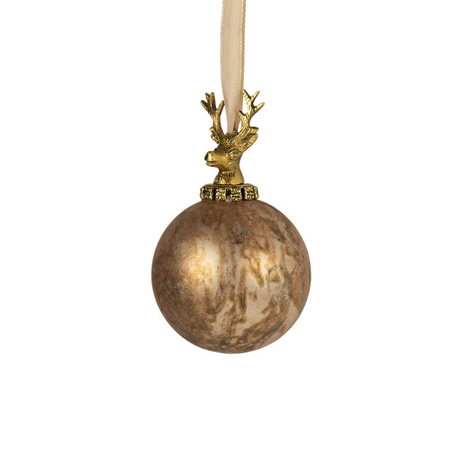 Mars & More decoratie bal hert antiek bruin 12cm