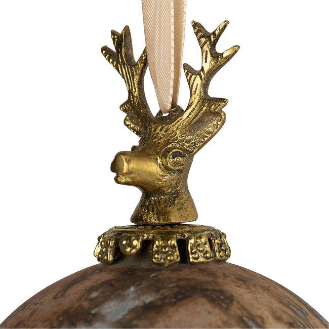 Mars & More decoratie bal hert antiek bruin 12cm