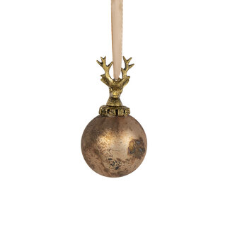 Mars & More decoratie bal hert antiek bruin 8cm
