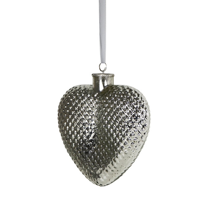 Mars & More decoratie hart zilver 17cm