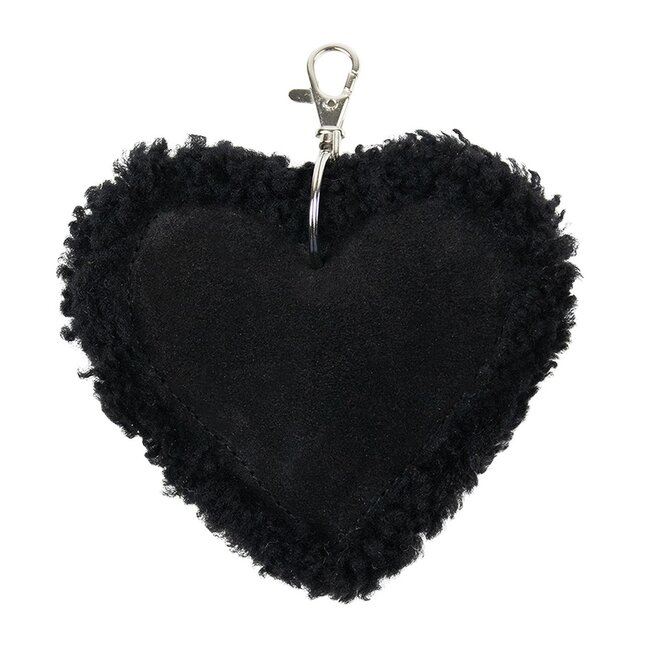 Mars & More schaap zwart sleutelhanger hart leer 10cm