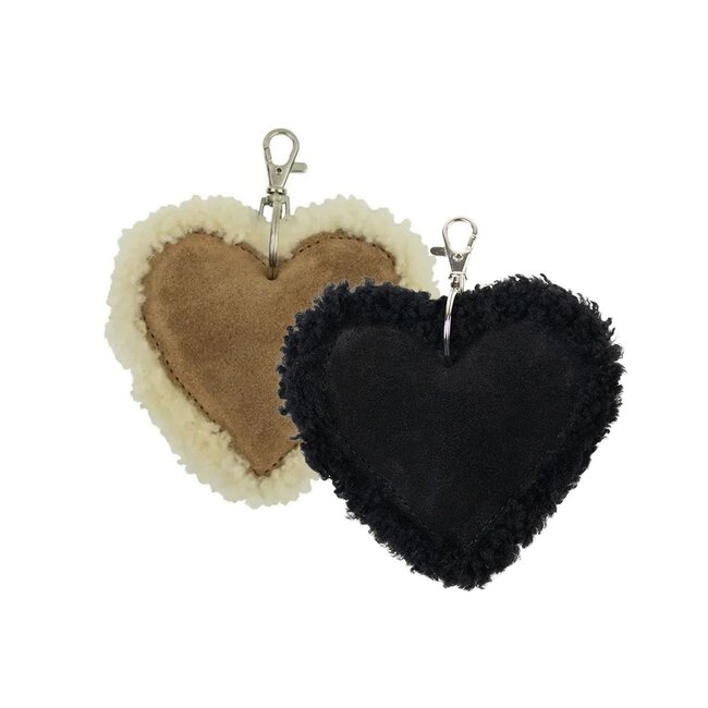 Mars & More schaap zwart sleutelhanger hart leer 10cm