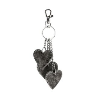 Mars & More sleutelhanger 3 hartjes grijs 12cm