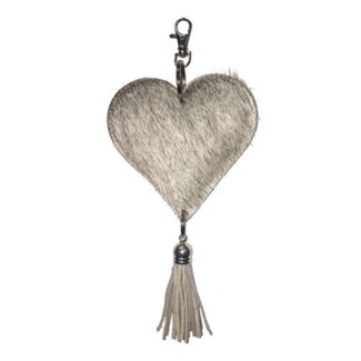 Mars & More sleutelhanger hart grijs 10cm