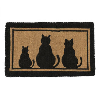 Mars & More kokosmat handgeweven 3 katten zwart 75cm