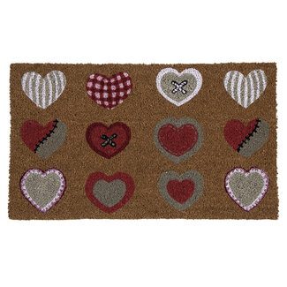 Mars & More deurmat kokos hartjes rood wit beige 75cm Mars & More deurmat kokos hartjes rood wit beige 75cm
