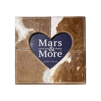 Mars & More *fotolijst koe hart bruin/wit 20x20cm* Mars & More *fotolijst koe hart bruin/wit 20x20cm*