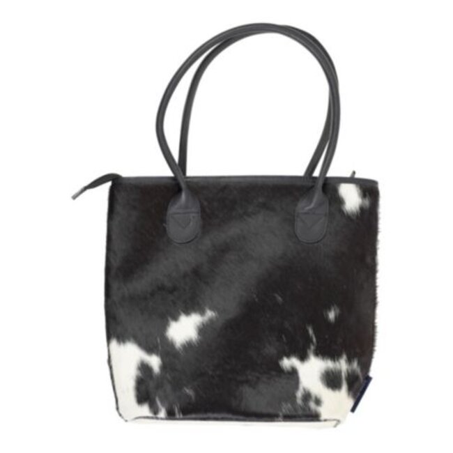 Mars & More handtas koehuid zwart/wit 30cm*