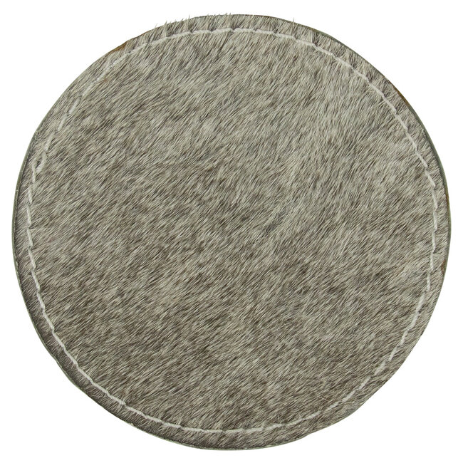 Mars & More onderzetter koehuid rond grijs 10cm (set of 4)