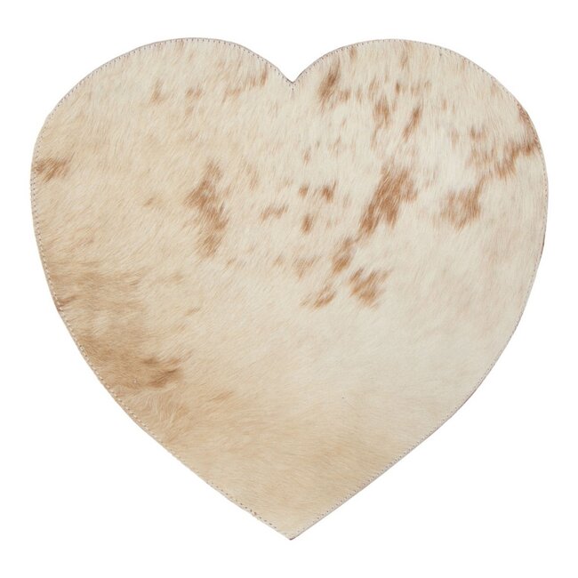 Mars & More placemat koehuid hart bruin/wit 39cm