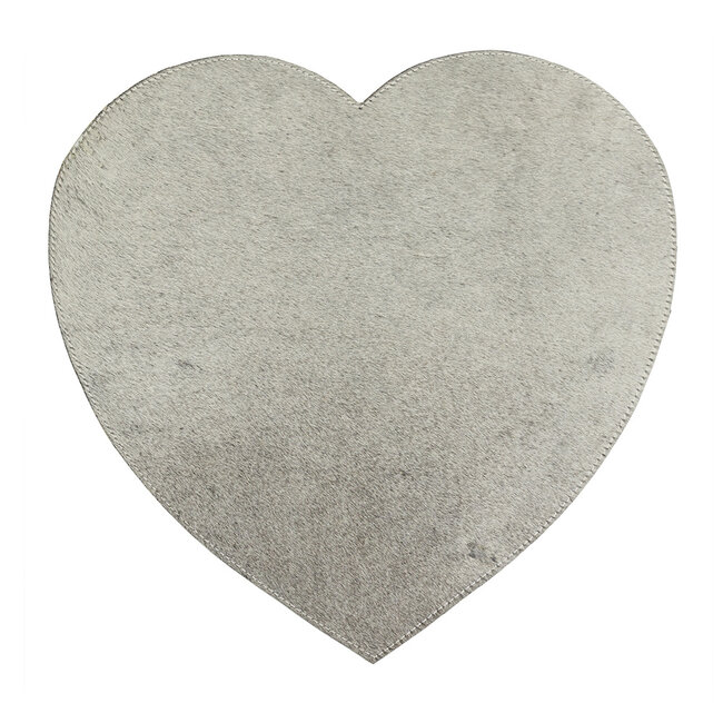 Mars & More placemat koehuid hart grijs 39cm