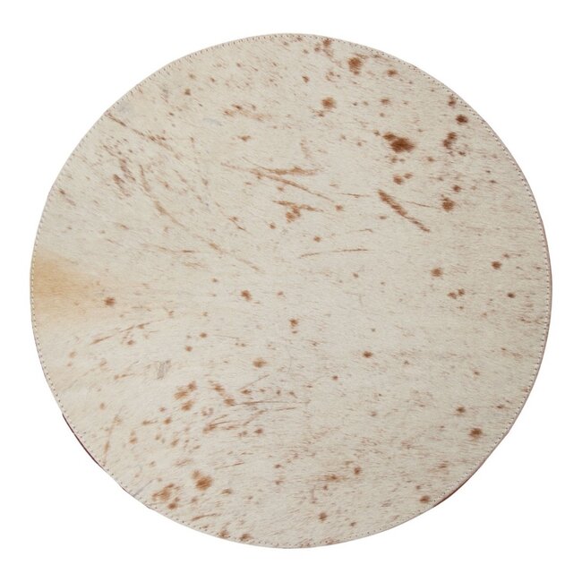 Mars & More placemat koehuid rond bruin/wit Ø38cm