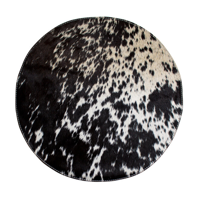 Mars & More placemat koehuid rond zwart/wit Ø38cm