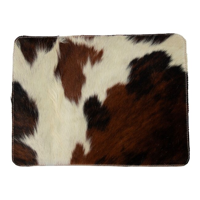 Mars & More placemat koehuid rechthoek bruin/wit 30x40cm