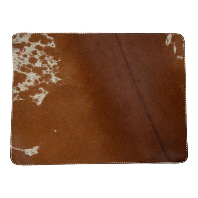Mars & More placemat koehuid rechthoek bruin/wit 30x40cm