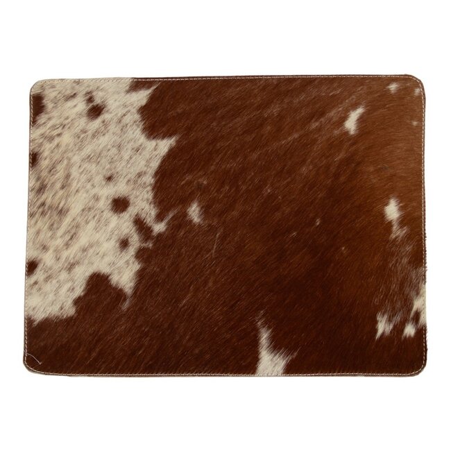 Mars & More placemat koehuid rechthoek bruin/wit 30x40cm