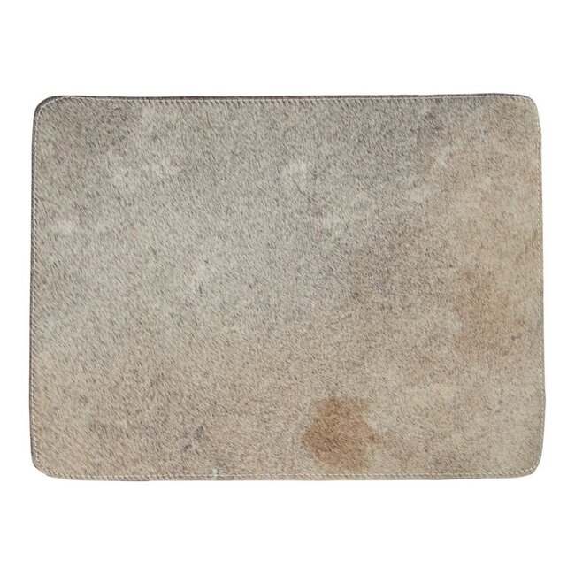 Mars & More placemat koehuid rechthoek grijs 30x40cm