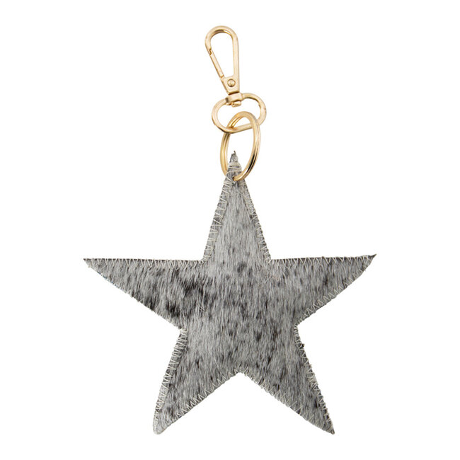 Mars & More sleutelhanger koe ster zwart/wit 12,5cm goud*