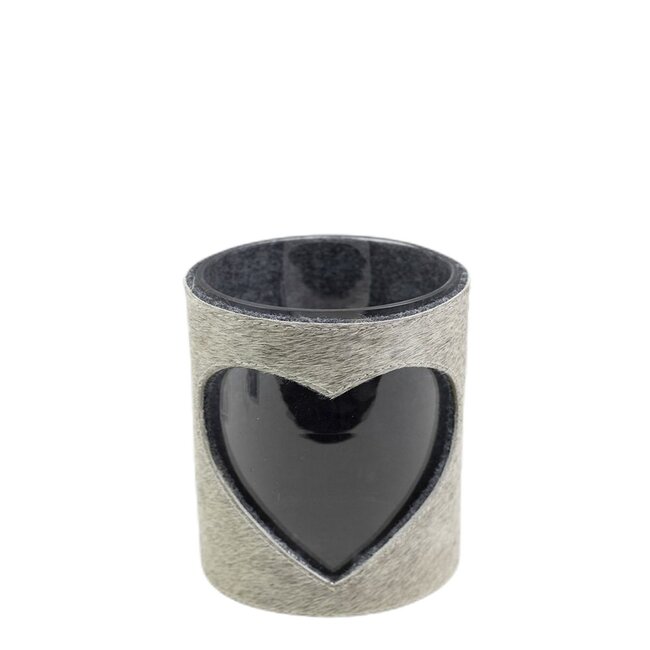 Mars & More windlicht koe hart grijs 10cm