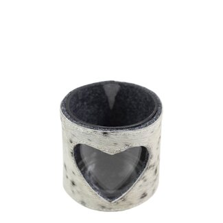 Mars & More windlicht koe hart zwart/wit 10cm