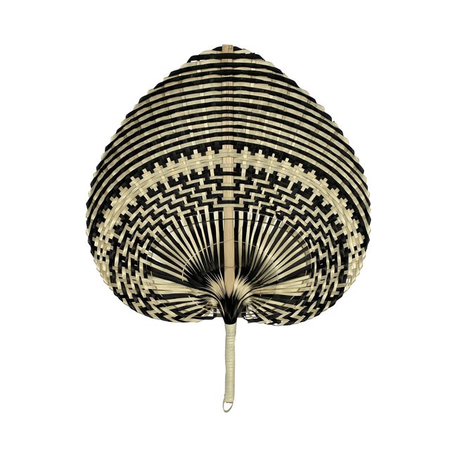 Mars & More bamboe waaier streep zwart/naturel 40cm*
