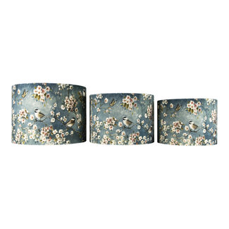 Mars & More lampenkap set 3st. cilinder vogels grijs (25 30 35cm)