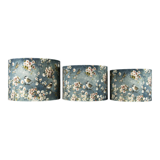 Mars & More lampenkap set 3st. cilinder vogels grijs (25 30 35cm)
