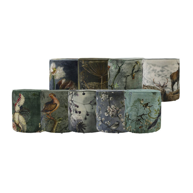 Mars & More poef fluweel natuur papaver 40x40x45cm*