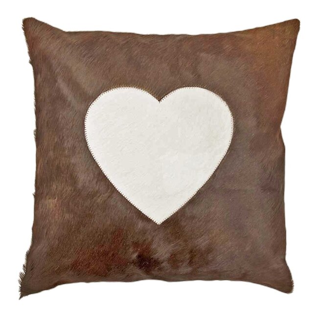 Mars & More kussen koe hart bruin 45x45cm