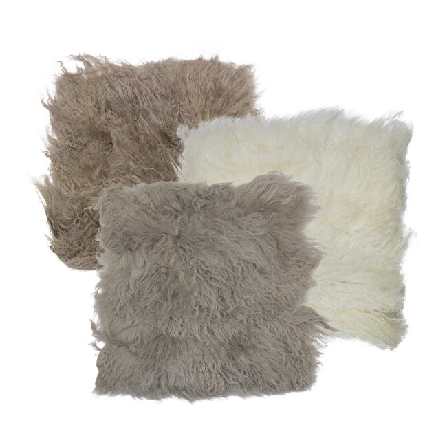 Mars & More Stoelvachtje schaap krulhaar beige 40x40cm