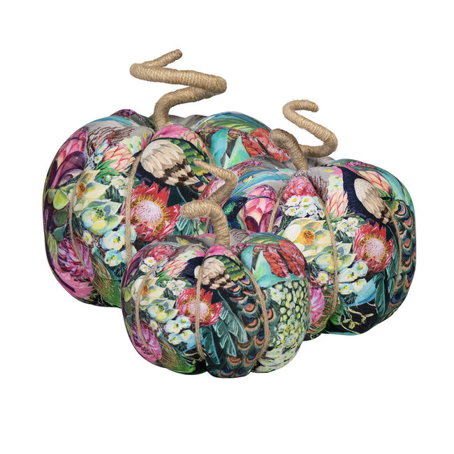 Mars & More handgemaakt decoratie fleury pompoen pauw bont small