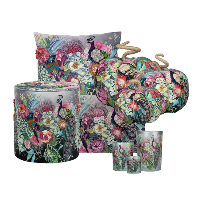Mars & More handgemaakt decoratie fleury pompoen pauw bont small